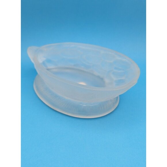 French Portieux Vallerysthal Frosted Duck Trinket Glass Dish 2 Pc. VTG Rare Mint - Picture 8 of 12